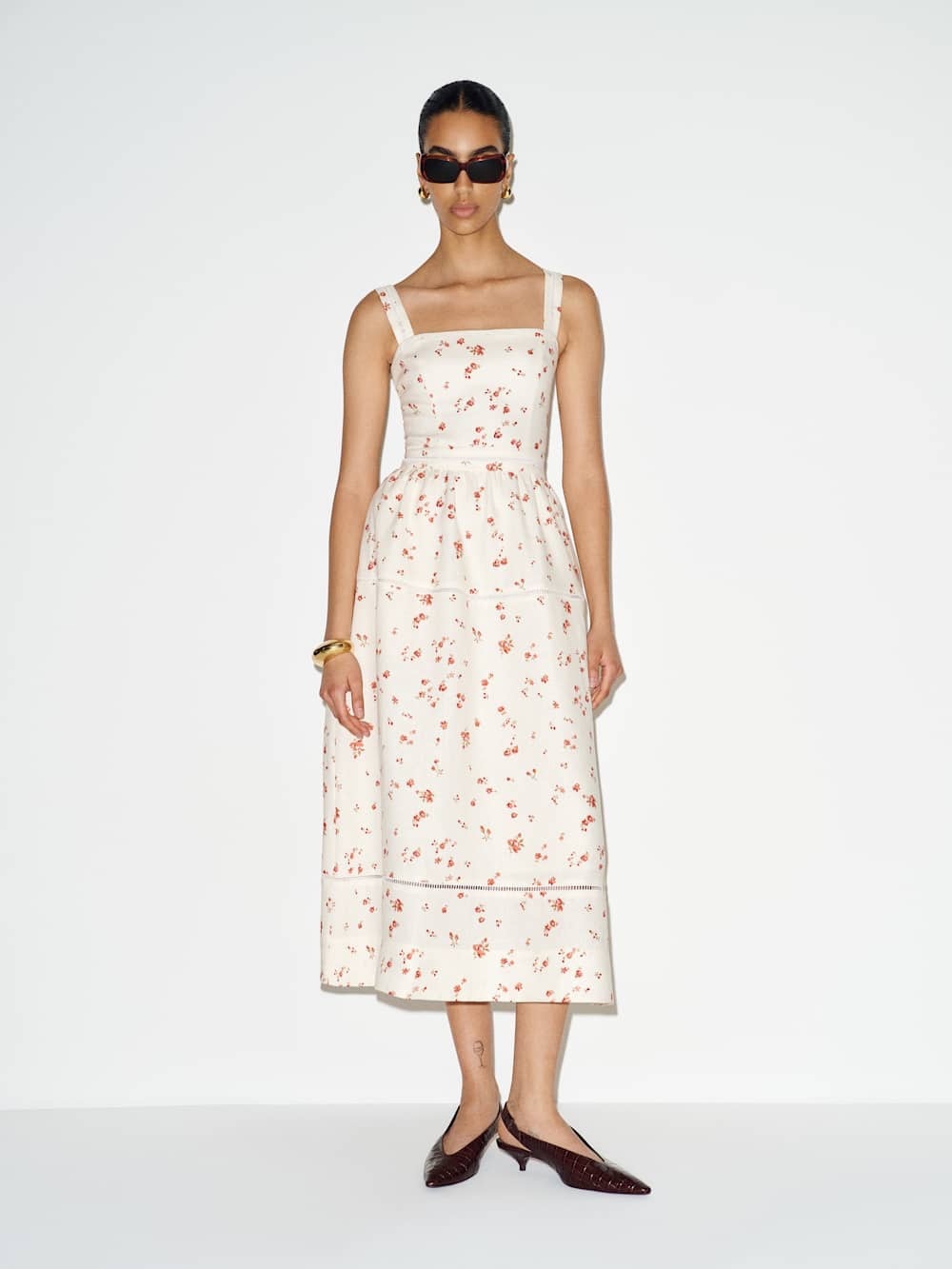 Reformation Everett Floral Linen Dress